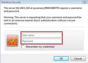 6 The default user name is admin, no password (leave blank).