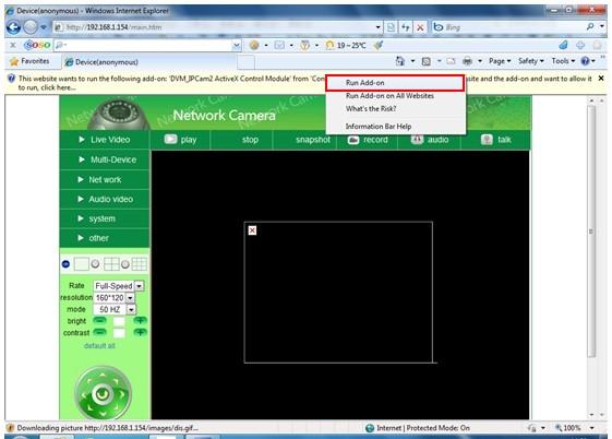 9 The first time you login to the camera, you might get an ActiveX prompt as in