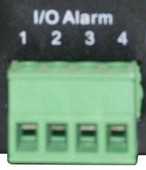 3.18.4 IO Pins for IO Alarm Linkage Figure 10.3 I/O PINS: 1 Output 2 Output 3 Alarm input 4 Input (GND) Input pins: The input pins can be used for 1-way external sensor input.