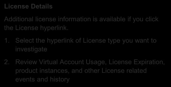 Select the hyperlink of License type you want to investigate 2.