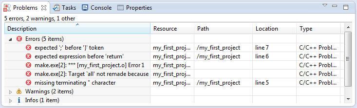 with or without debug information. To do this, right-click the project name in the Project Explorer view, and then choose Properties.