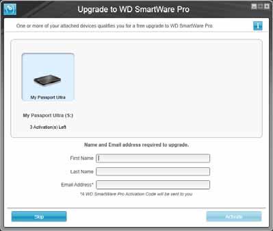 Figure 6. Upgrade to WD SmartWare Pro Screen 9.