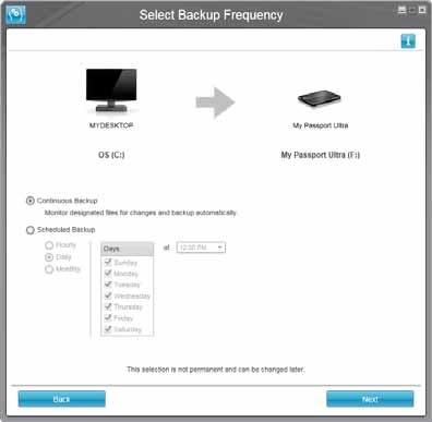 Select the option for the type of backup that you want to run: Category Backup Finds and backs up all of the files of the