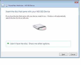 On the Found New Hardware - WD SES Device wizard screen, click Don t search online: 3.