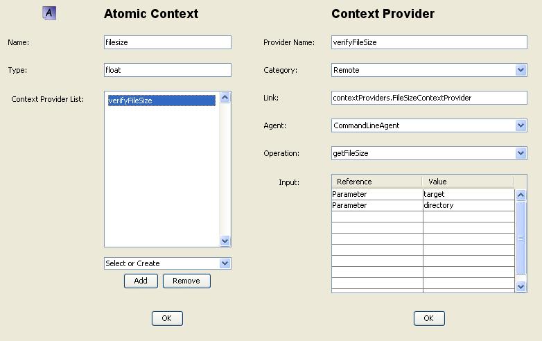 Example of Atomic of Context Atomic Creation Context XML representation of atomic context <context> <name>filesize</name> <type>float</type> <category>atomic</category> <context_provider>
