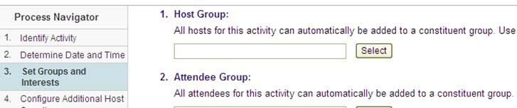 Personal Events Setting Groups and Interests Add hosts and/or attendees to groups as an easy way to communicate with them later about other events Adding hosts and attendees to groups is a good idea