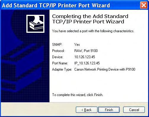 Figure 7: Completing Wizard The Add Printer Wizard will then ask what