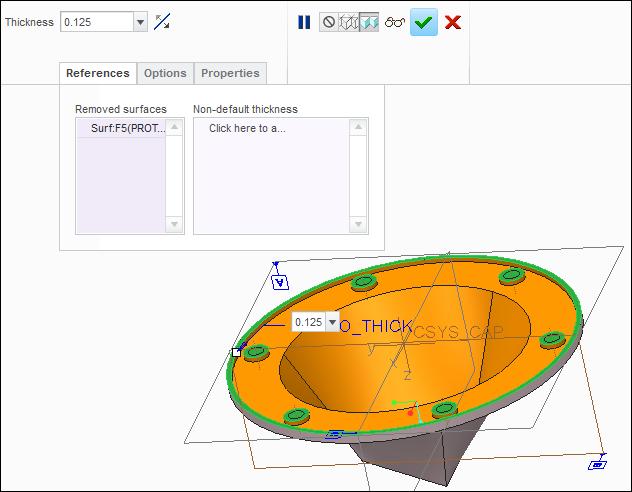 Click: > spin the model > select the bottom surface of the part as the surface to remove
