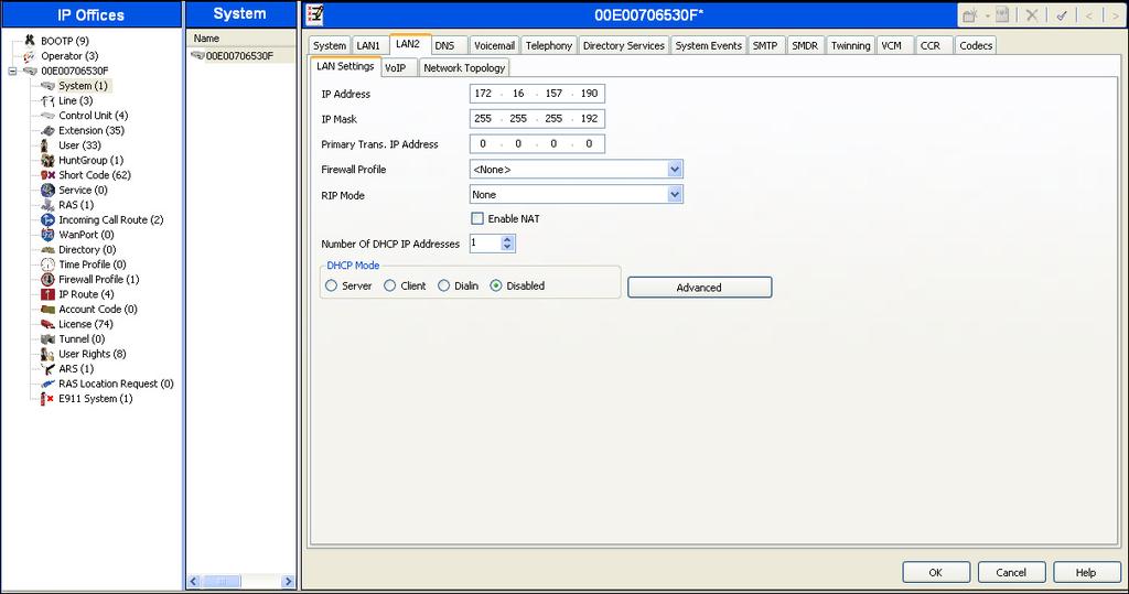 5.2. LAN2 Settings As shown in the following screen, the Name field can be used for a descriptive name of the system.