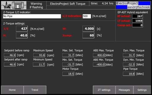 All settings can be set at the Z-torque settings screen: Figure 32: Z-torque settings screen On the Z-torque settings screen the 1/Z,t0, H and Jcomp setting scan be set.