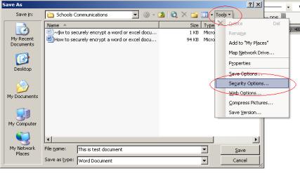 School IT Systems Support How to Securely Encrypt a Word or Excel Document (similar methods exist in the other MS Office