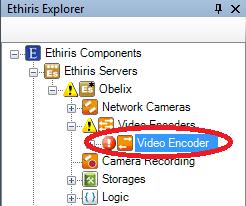 Ethiris Admin Admin Configuration for Ethiris Figure 2.150 The Video Encoders node in treeview. Video Encoders popup menu Right-clicking this node brings up a context menu. Figure 2.151 The popup menu for the Video Encoders node.