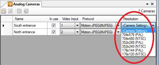 Different video encoder models may have different available resolutions. This column consists of a list of available resolutions.