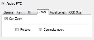 Admin Configuration for Ethiris Ethiris Admin Figure 2.175 The Zoom tab for analog PTZ. Can Zoom. Check this box if the driver has support for zoom. Relative.