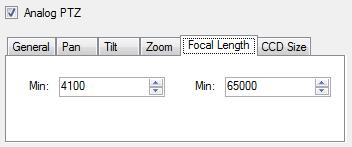 Check this box if the driver has support for queries about the current zoom position. Focal Length Figure 2.176 The Focal length tab for analog PTZ.