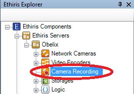 Ethiris Admin Admin Configuration for Ethiris Video encoder Camera other panels All other panels and variables are the same as for Network Cameras. Please see previous sections for more information.