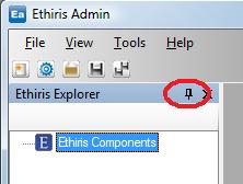 Admin Configuration for Ethiris Ethiris Admin Admin windows Figure 2.3 A pinned tool window. To unpin the window, click the vertical pin icon.
