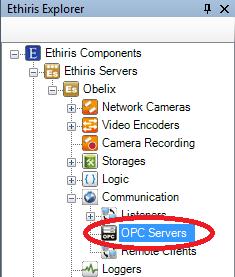 Admin Configuration for Ethiris Ethiris Admin Figure 2.266 The OPC Servers node in treeview.