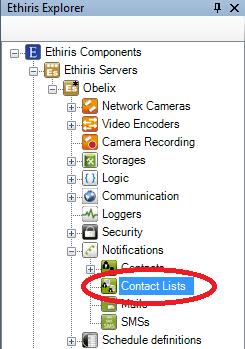 Ethiris Admin Admin Configuration for Ethiris Contact panel Double-clicking a Contact node in the treeview opens a panel that in fact is the same as Contacts panel. 2.4.