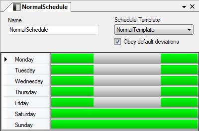 Admin Configuration for Ethiris Ethiris Admin Figure 2.357 The Schedule panel. In this panel you define which schedule template to use for the schedule.