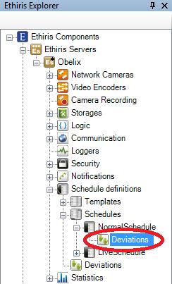 Admin Configuration for Ethiris Ethiris Admin Figure 2.359 The Schedule deviations node in treeview. Schedule deviations popup menu Right-clicking this node brings up a context menu. Figure 2.360 The popup menu for the Schedule deviations node.