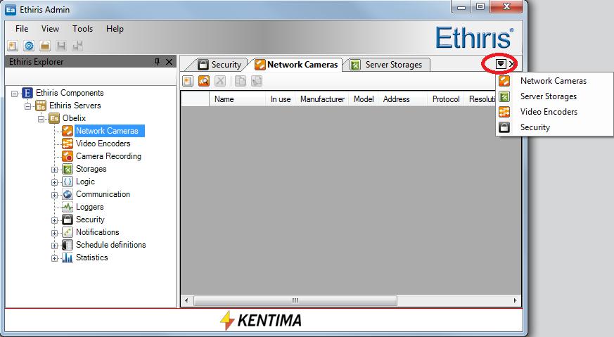 Ethiris Admin Admin windows Admin Configuration for Ethiris Figure 2.43 Hidden tabs are displayed in the window list. Closing windows Some of the windows may not be useful to you.