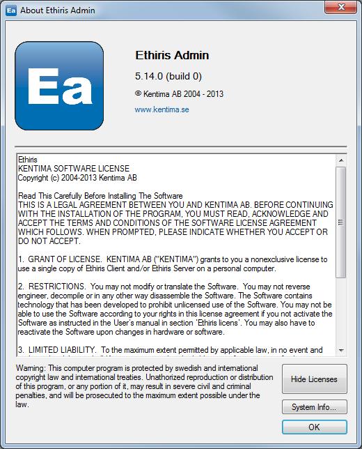 Ethiris Admin Main menu bar Admin Configuration for Ethiris Figure 2.