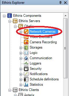 Admin Configuration for Ethiris Ethiris Admin Figure 2.92 The Network Cameras node in treeview. Network Cameras popup menu Right-clicking this node brings up a context menu. Figure 2.93 The popup menu for the Network Cameras node.