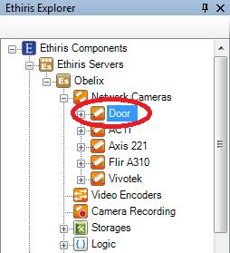 Ethiris Admin Admin Configuration for Ethiris Figure 2.103 A Network Camera node in treeview. Solid camera PTZ camera Each camera in the configuration is represented by an icon in the treeview.
