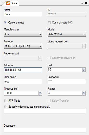 Ethiris Admin Admin Configuration for Ethiris Figure 2.106 The Network Camera panel. In this panel you can enter general settings for the camera.