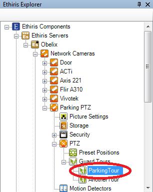 Admin Configuration for Ethiris Ethiris Admin At the top of the panel there is a toolbar. Network Cameras PTZ Guard Tours panel toolbar Figure 2.