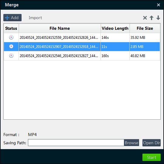 3. (Optional) click to select a file and click to remove it from the merging list, click or to move the file up or down to adjust its merging position. 4.