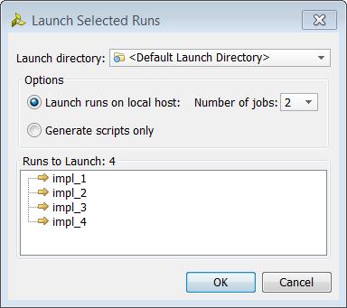Step 3: Analyzing Implementation Results Step 3: Analyzing Implementation Results 1. In the Design Runs window, select all of the implementation runs. Figure 5: Design Runs Window 2. 3. On the sidebar menu, click Launch Selected Runs,.