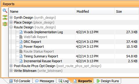 Step 5: Running Incremental Compile Figure 26: Reports Window The Incremental Reuse Report opens