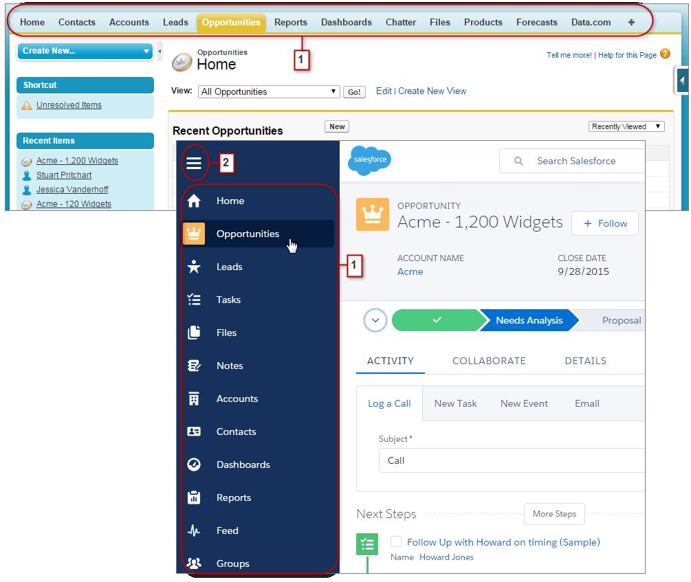 Find Your Stuff in Lightning Experience Find Your Stuff in Lightning Experience In Salesforce Classic, you use tabs to access objects, like accounts and leads.