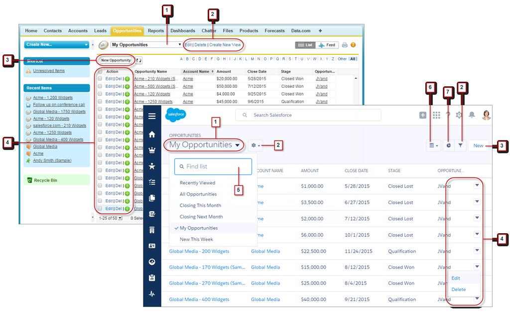 Find List Views in Lightning Experience Find List Views in Lightning Experience Lightning Experience improves the Salesforce Classic list view experience with a more intuitive layout, convenient