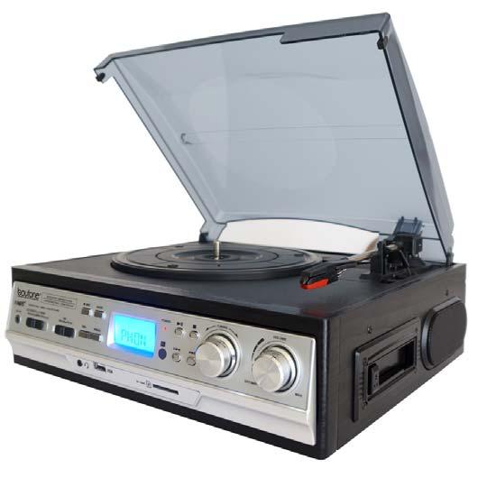 Turntable/Cassette Player With USB/SD and