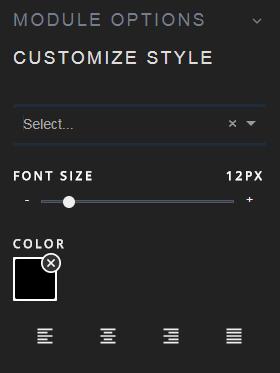 Clicking here will allow you to change the style of the font. At this time you cannot have more than one font style within a module.