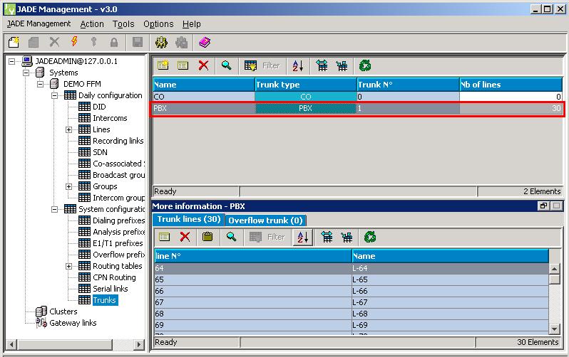 Select Trunk from the icon hierarchy and assign trunk type of PBX to the trunk which is