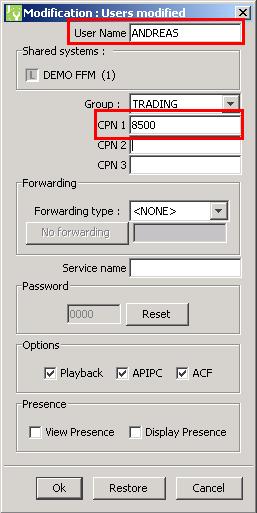Assign a user name and calling party number for that user and click OK.