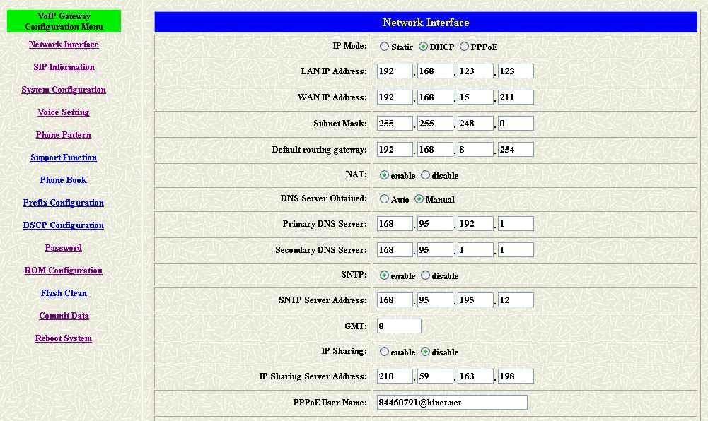 (2) DHCP Click [Network Interface] on the navigation panel.