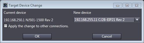 version 110 or lower, create the connections again if you changed the target device after configuring the connection settings Changing the IP Addresses for All Target Devices 1 Right-click one of the
