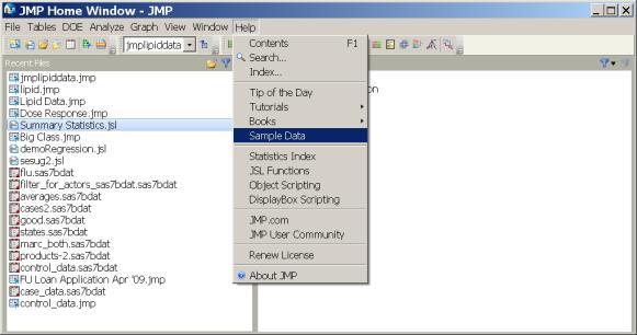 POPULATING YOUR JMP DATA TABLE JMP provides the capability to open many types of
