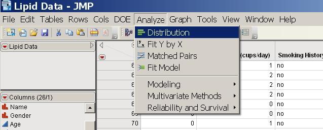 EXPLORING YOUR DATA: ANALYZE-->DISTRIBUTION One of the first steps in any analysis is to explore the distributions for each variable.