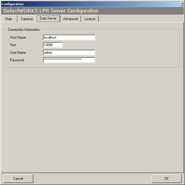2.1.3 Data Server 2.1.3.1 Host Name. DNS Name or IP address of the Host where LPR Data Server runs and which will be used to collect recognition data.