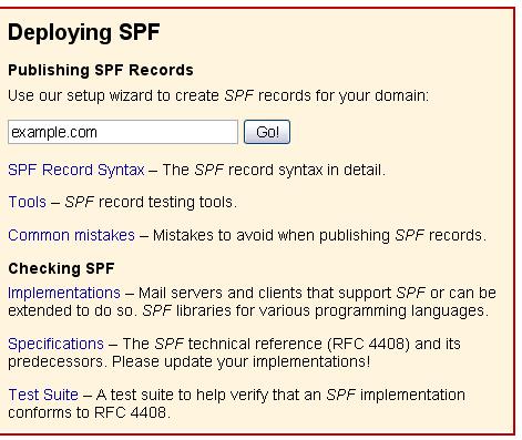 SPF record An SPF record is actually a specific type of TXT record. It is used to stop people receiving forged email.