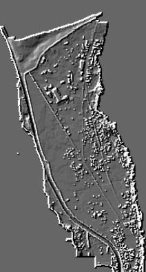 Figure 3.5. (left) The surface topography in 1966. The dot indicates the location of the dike breach.