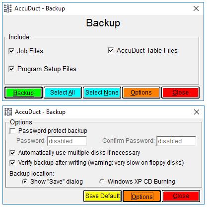 You can also select multiple backup disks or write directly to a CD-R Rom if using Windows XP. Selecting Restore from the file menu will allow you to restore files from a previous backup.