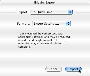 Expert Settings Export: to