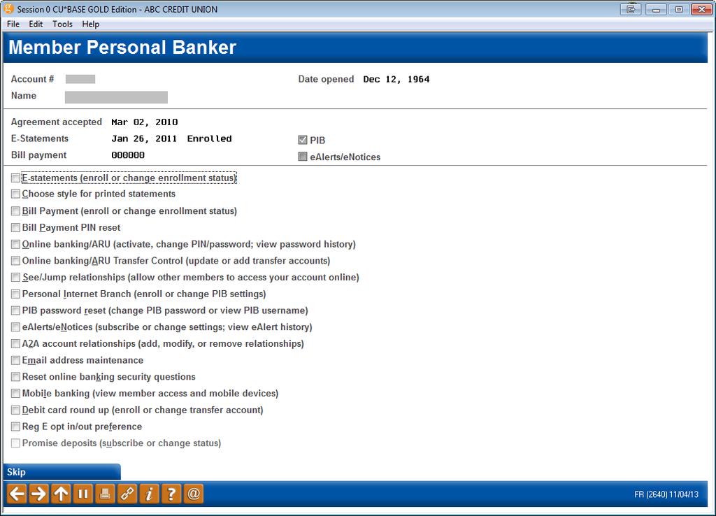 MEMBER PERSONAL BANKER Within CU*BASE, employees can view enrolled devices (and thus tell if a member is enrolled).